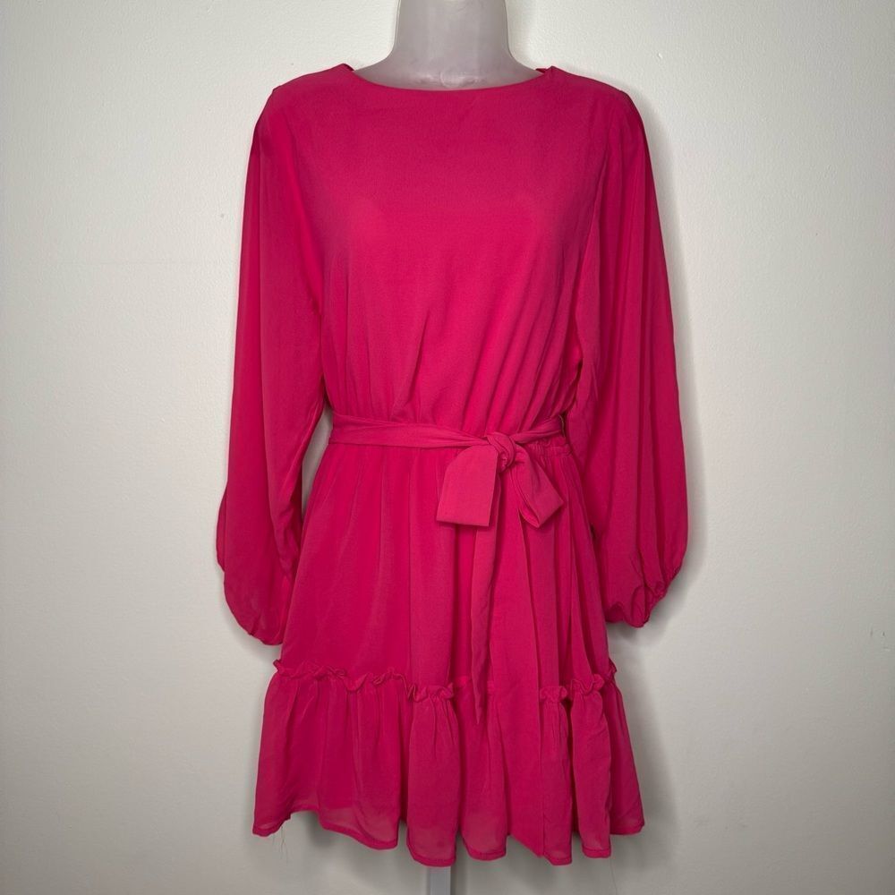 Flying Tomato Pink Long Sleeve Tiered Dress. Size Small